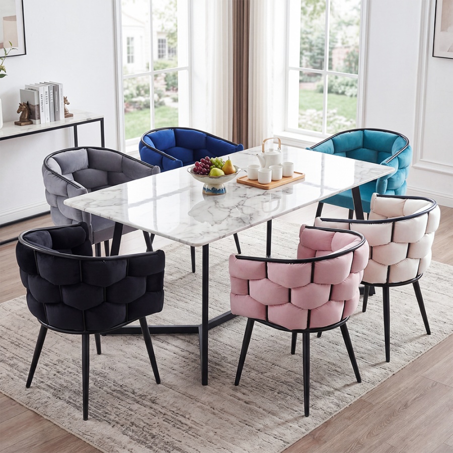 Knitted metal leg single sofa chair